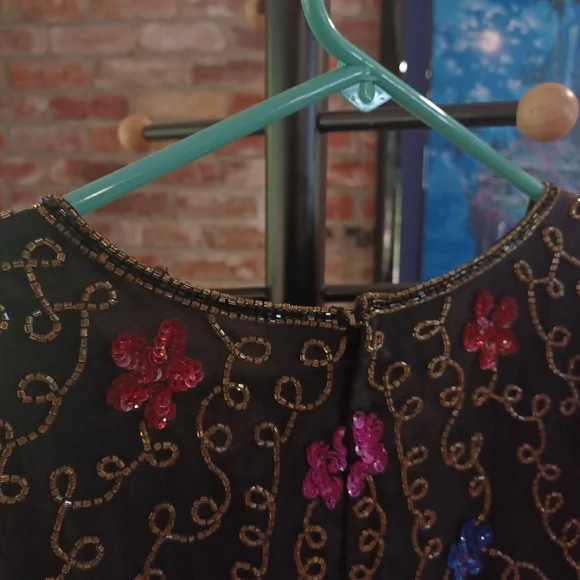 Laurence Kazar Beaded Silk Short Sleeve Top Size 3X - Picture 9 of 13